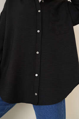 Tek Cepli Ayrobin Gömlek Siyah - Thumbnail