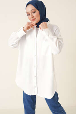 Tek Cepli Ayrobin Gömlek Ekru - Thumbnail