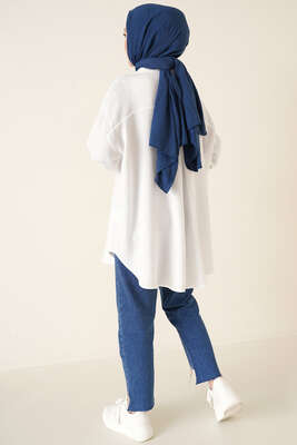 Tek Cepli Ayrobin Gömlek Ekru - Thumbnail