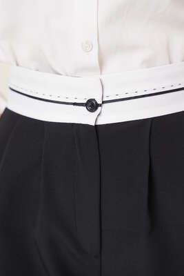 Ters Kemer Palazzo Pantolon Siyah - Thumbnail