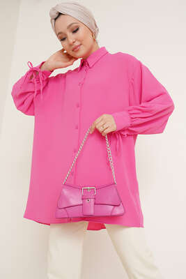 Manşetleri Bağcıklı Ayrobin Gömlek Fuşya - Thumbnail