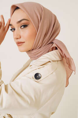 Pazarium - Mio Kare Eşarp Pudra -9