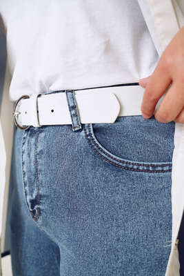 İspanyol Paça Büyük Beden Jean Pantolon Kar Orta - Thumbnail