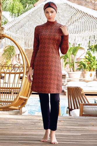 Otantik Desen Tesettür Mayo Siyah - Thumbnail