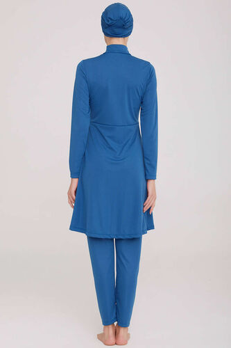 Yarım Fermuarlı Düz Tesettür Mayo Petrol - Thumbnail