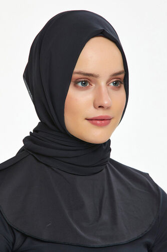 Pazarium - Tül Detaylı Boyunluklu Bone Siyah