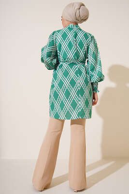 Karma Desen Balon Kol Kuşaklı Tunik Benetton - Thumbnail