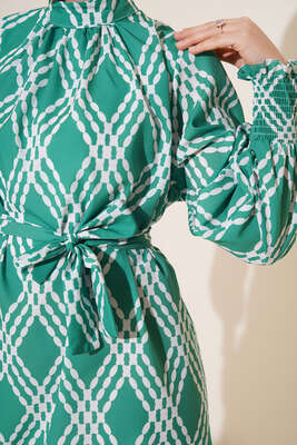 Karma Desen Balon Kol Kuşaklı Tunik Benetton - Thumbnail