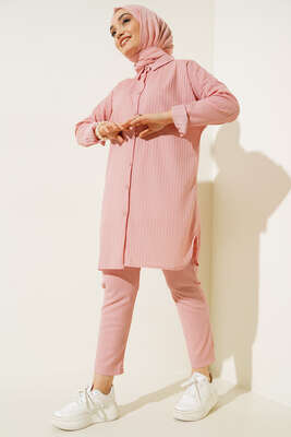 Armonika Kumaş İkili Takım Pudra - Thumbnail