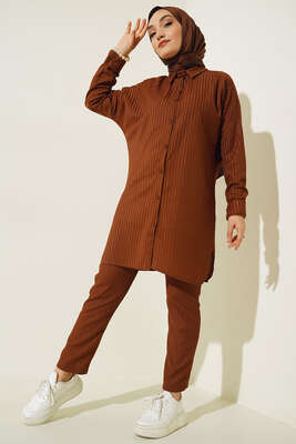 Armonika Kumaş İkili Takım Kahve - Thumbnail