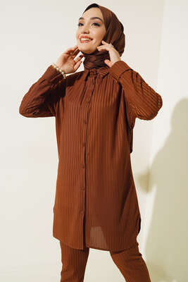 Armonika Kumaş İkili Takım Kahve - Thumbnail