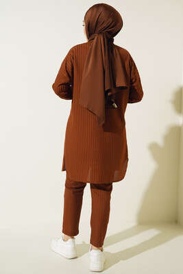 Armonika Kumaş İkili Takım Kahve - Thumbnail