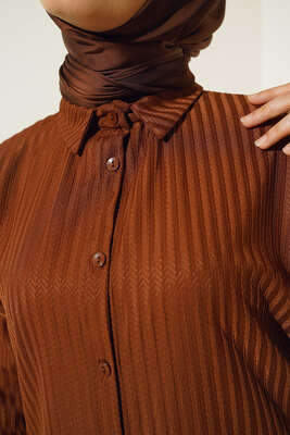 Armonika Kumaş İkili Takım Kahve - Thumbnail