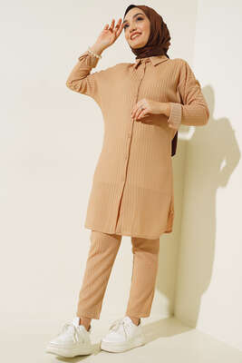 Armonika Kumaş İkili Takım Bej - Thumbnail