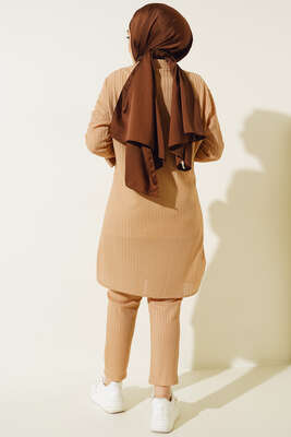 Armonika Kumaş İkili Takım Bej - Thumbnail