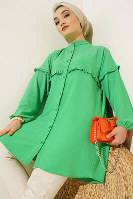 Ön Kol Fırfırlı Gömlek Benetton - Thumbnail