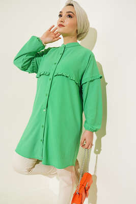 Ön Kol Fırfırlı Gömlek Benetton - Thumbnail