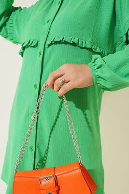 Ön Kol Fırfırlı Gömlek Benetton - Thumbnail