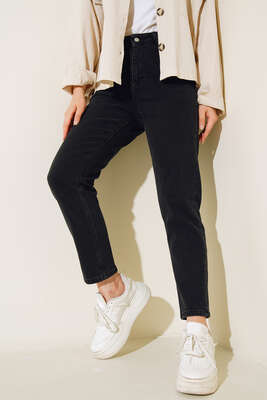 Pazarium - Geniş Paça Kot Pantolon Antrasit