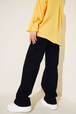 Yüksel Bel Palazzo Pantolon Siyah - Thumbnail