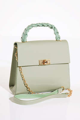 Örgü Kulp Omuz Çantası Su Yesili - Thumbnail