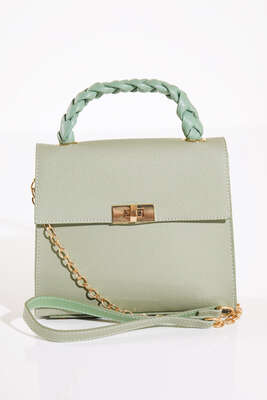 Örgü Kulp Omuz Çantası Su Yesili - Thumbnail