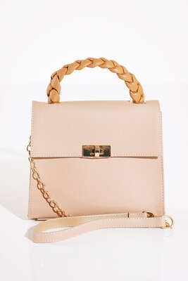 Örgü Kulp Omuz Çantası Latte - Thumbnail