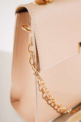 Örgü Kulp Omuz Çantası Latte - Thumbnail