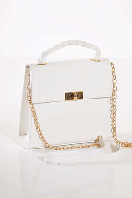 Örgü Kulp Omuz Çantası Ekru - Thumbnail