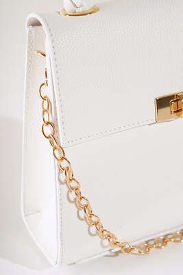 Örgü Kulp Omuz Çantası Ekru - Thumbnail