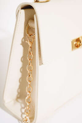 Örgü Kulp Omuz Çantası Bej - Thumbnail