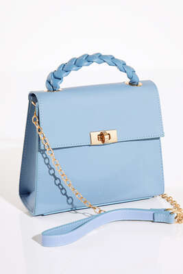 Örgü Kulp Omuz Çantası Bebe Mavi - Thumbnail