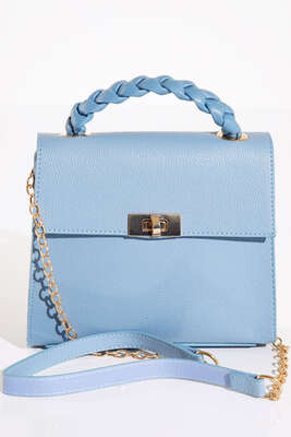 Örgü Kulp Omuz Çantası Bebe Mavi - Thumbnail