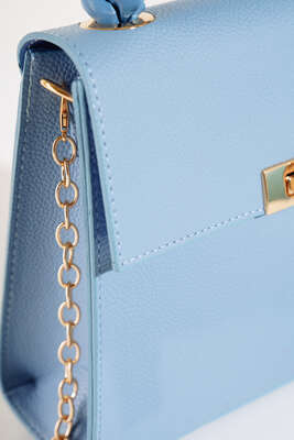 Örgü Kulp Omuz Çantası Bebe Mavi - Thumbnail