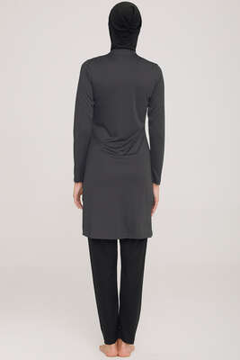 Yanı Çizgi Detaylı Tesettür Mayo Antrasit - Thumbnail