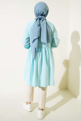 Çizgili Çift Cepli Gofre Gömlek Turkuaz - Thumbnail