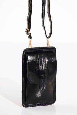 Kapaklı Cüzdan Çanta Siyah Gold - Thumbnail