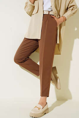 Havuç Paça Pantolon Kahve - Thumbnail