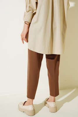 Havuç Paça Pantolon Kahve - Thumbnail