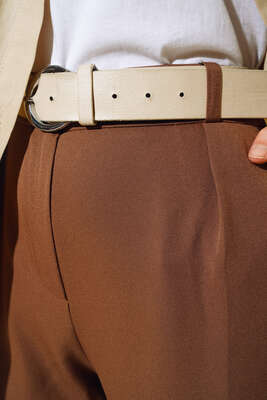 Havuç Paça Pantolon Kahve - Thumbnail