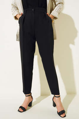 Havuç Paça Pantolon Siyah - Thumbnail