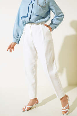 Havuç Paça Pantolon Ekru - Thumbnail