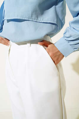 Havuç Paça Pantolon Ekru - Thumbnail