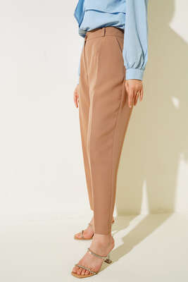 Havuç Paça Pantolon Camel - Thumbnail