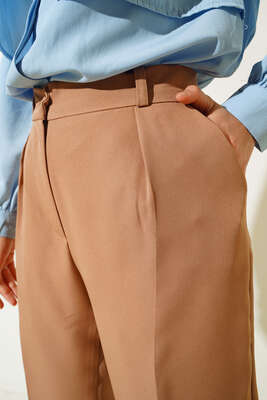 Havuç Paça Pantolon Camel - Thumbnail