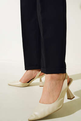 Yan Cep Pile Detaylı Duble Paça Pantolon Siyah - Thumbnail