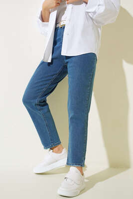 Dar Paça Minik Yırtık Detaylı Pantolon Kot - Thumbnail