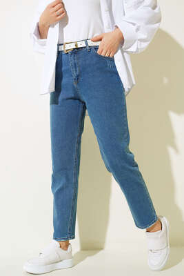 Dar Paça Minik Yırtık Detaylı Pantolon Kot - Thumbnail