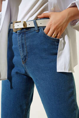 Dar Paça Minik Yırtık Detaylı Pantolon Kot - Thumbnail