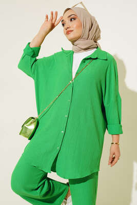 Düğmeli Salaş Tunik Pantolon İkili Takım Benetton - Thumbnail